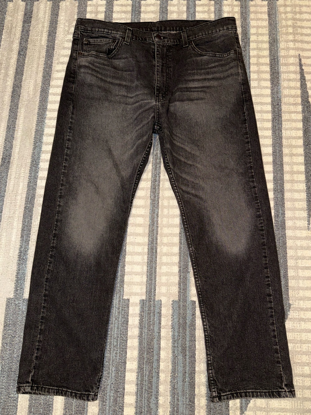 Levi's 505 Men's Black Gray Washed 5 Pocket Jeans Size 38x29 Classic R Label